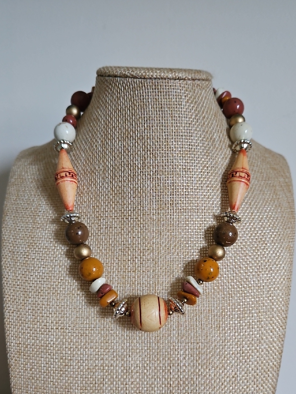Acrylic, Stone, And Wood Beaded Necklace